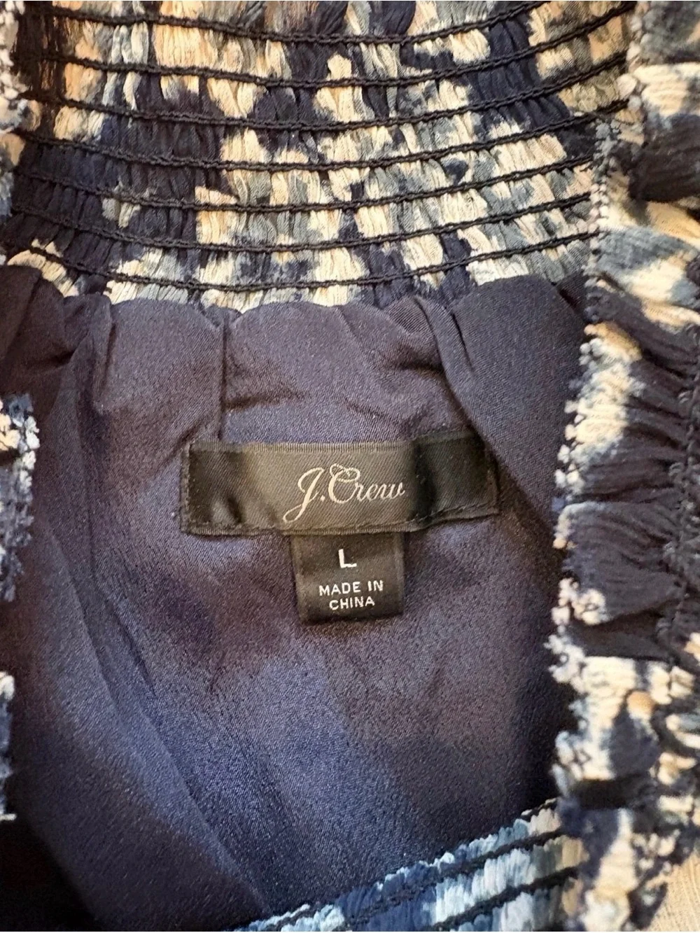 J.Crew Floral Smocked High Neck Blouse Large Dark Academia Romantic Whimsigoth